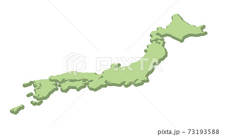 日本地図 立体 傾き 斜めのイラスト素材