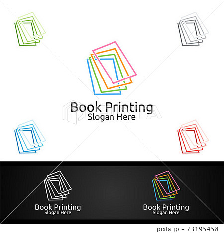 Book Printing Company Vector Logo Design for Book sell, Book store, Media, Retail, Advertising, Newspaper or Paper Agency Concept 73195458
