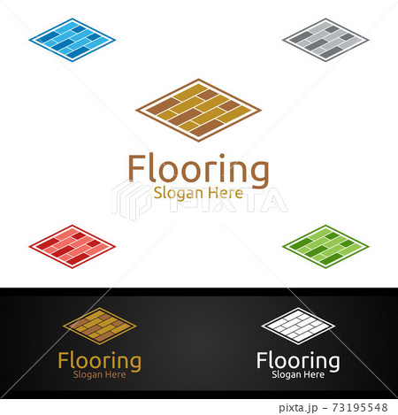 Flooring Logo for Parquet Wooden or Vinyl Hardwood Granite Title Vector Design 73195548