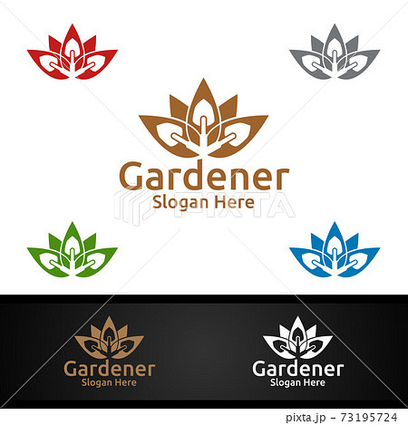 Scoop Gardener Logo with Green Garden Environment or Botanical Agriculture Design Illustration Scoop Gardener Logo with Green Garden Environment or Botanical Agriculture Design Illustration 73195724