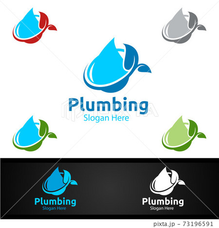 Eco Plumbing Logo with Water and Fix Home Concept 73196591