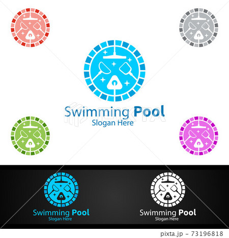 Swimming Pool Service Logo with Cleaning Pool and Maintenance Concept 73196818