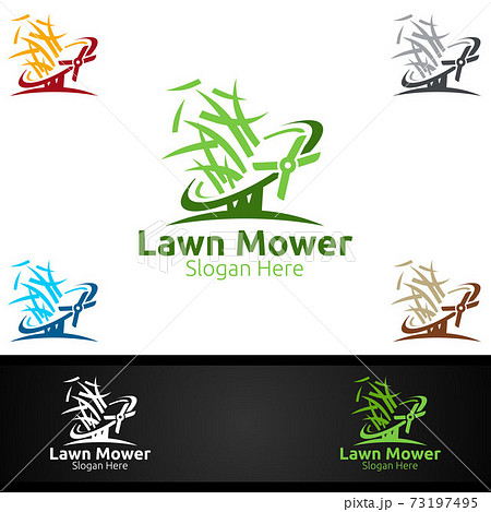 Cut Lawn Mower Logo for Lawn Mowing Gardener Design Cut Lawn Mower Logo for Lawn Mowing Gardener Design 73197495