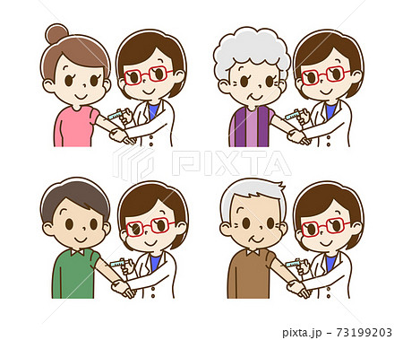 女性医師から予防接種を受ける人セット(大人) 女性医師から予防接種を受ける人セット(大人) 73199203