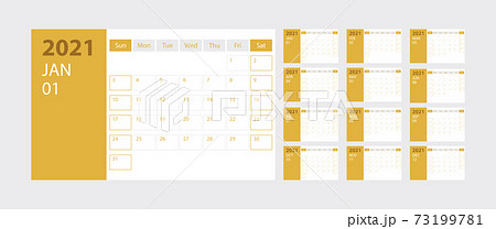 Calendar 21 Week Start Sunday Corporate のイラスト素材