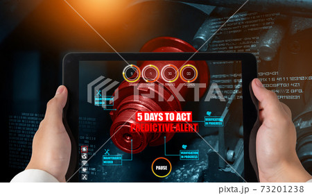 Engineer use augmented reality software in smart factory production line Engineer use augmented reality software in smart factory production line 73201238