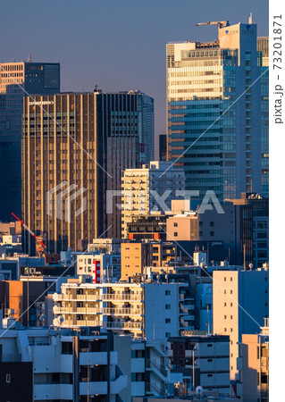 《東京都》東京中心街の夜明け・オフィス街と住宅街 《東京都》東京中心街の夜明け・オフィス街と住宅街 73201871