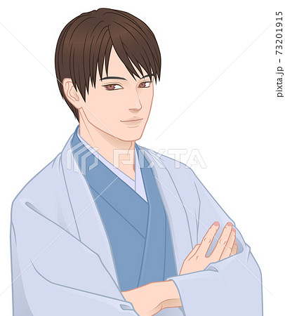 Kimono Boys With Arms Crossed White X Light Blue Stock Illustration