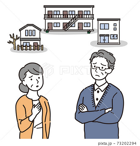 借り手の居ない不動産について悩むシニア夫婦 73202294