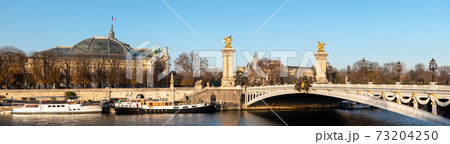 Panoramic over Pont Alexandre III, Petit Palais and Grand Palais in Paris 73204250