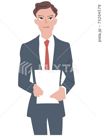 書類を手に持つスーツ姿の男性 イラストのイラスト素材