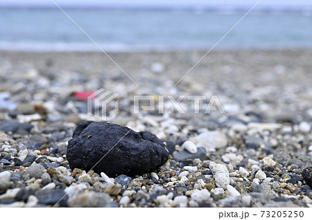 奄美大島の海岸に漂着する廃油ボール 73205250