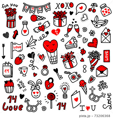 Valentines day love set.doodle style Valentines day love set.doodle style 73206368