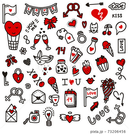 Valentines day love set. doodle style. 73206456