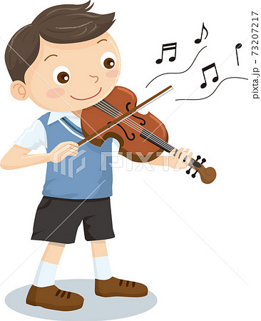バイオリンを上手に弾く男の子のイラスト素材