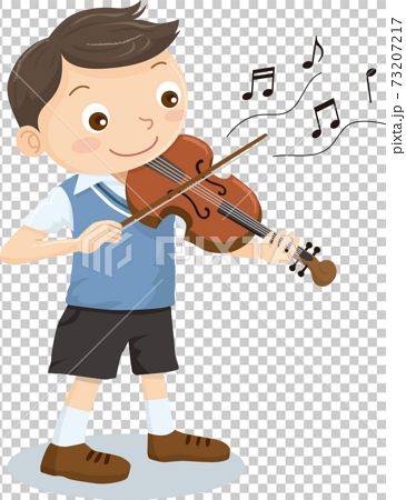 バイオリンを上手に弾く男の子のイラスト素材