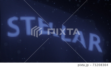 Stellar cryptocurrency name on waving digital flag, 3d rendering, 3d rendering 73208364