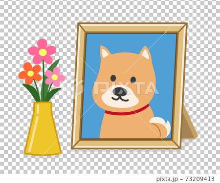 ペットの遺影の写真立て(犬) イラスト ペットの遺影の写真立て(犬) イラスト 73209413