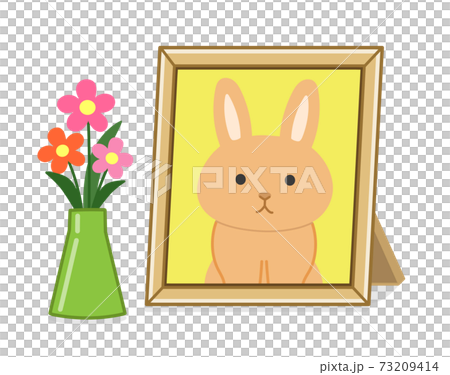 ペットの遺影の写真立て(ウサギ) イラスト ペットの遺影の写真立て(ウサギ) イラスト 73209414