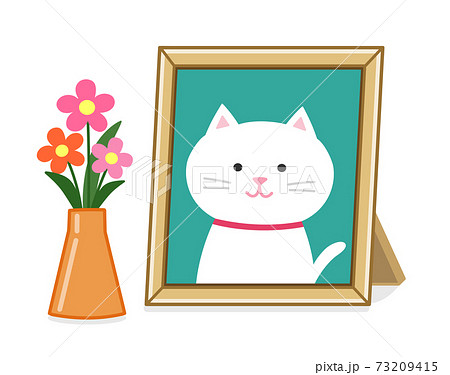 ペットの遺影の写真立て（猫） イラスト 73209415