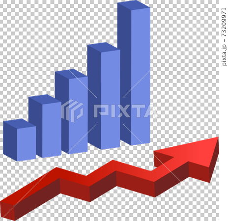 右肩上がりのグラフと折れ曲がった矢印のイラスト素材