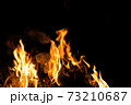 Fire flames on a black background. Abstract fiery texture. Realistic fire flames burn movement frame. Texture for Design. The texture of fire. Fire flames background. Blazing campfire. Sensitive 73210687