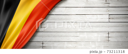 Belgian flag on old white wall banner 73211318