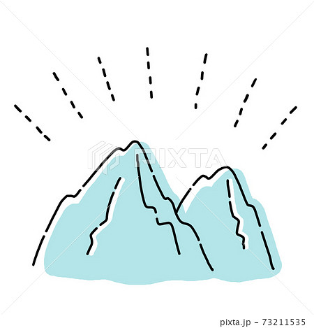 手書き風 雪山のイラスト 山 アウトドア キャンプのイラスト素材
