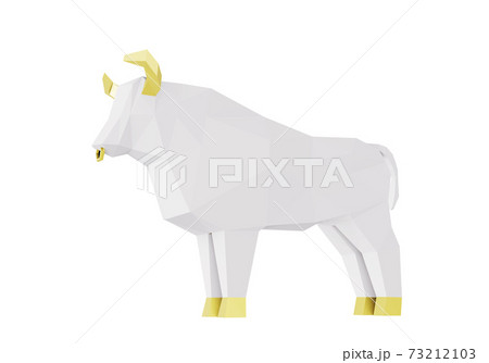 Low poly White Paper Bull, folded paper animal figurine, a symbol of the new year 2021, 3d render Low poly White Paper Bull, folded paper animal figurine, a symbol of the new year 2021, 3d render 73212103