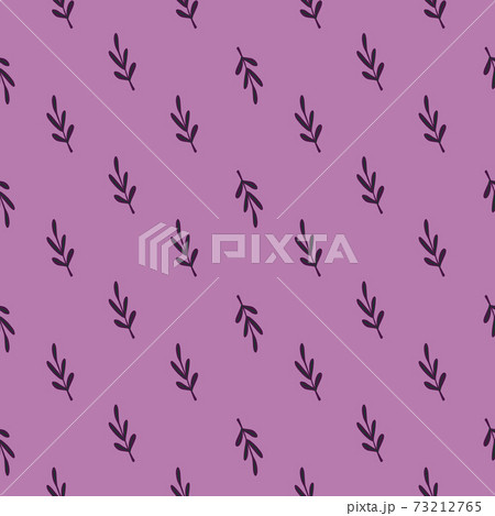 Abstract little leaf branches nature seamless pattern. Purple background. Botanic artwork. 73212765