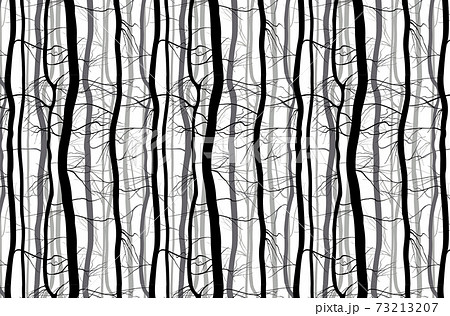 Forest Branches seamless pattern. Monochrome spring, winter bare trees  illustration. 73213207