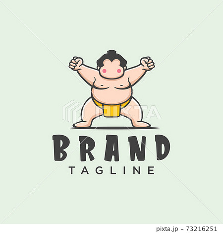 Sumo wrestler Logo sign, Fat, overweight man. Traditional sport of Japan. Branding Identity Corporate vector logo design Flat Style  73216251