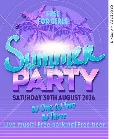 Dj Summer Party Night Club Show Poster Summer のイラスト素材