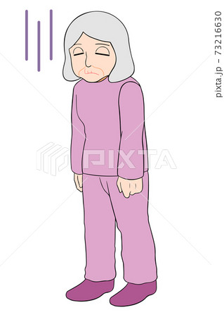 やる気のないシニア女性 イラストのイラスト素材