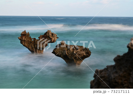 沖縄 古宇利島 ハートロックの特殊撮影の写真素材