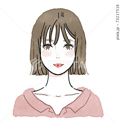 女性 上半身 の水彩風イラストのイラスト素材