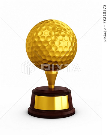 3D Rendering golden golf trophy on white background 73218278