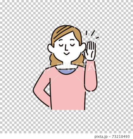 まわりの音や声に耳をすませる女性 73218493