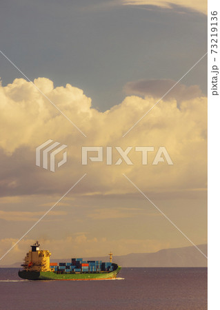 cargo ship nearby Capo Peloro, Italy 73219136