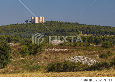 Castel del Monte, castle built in an octagonal shape by the Holy Roman Emperor Frederick II in the 13th century in Apulia region, Italy 73219144