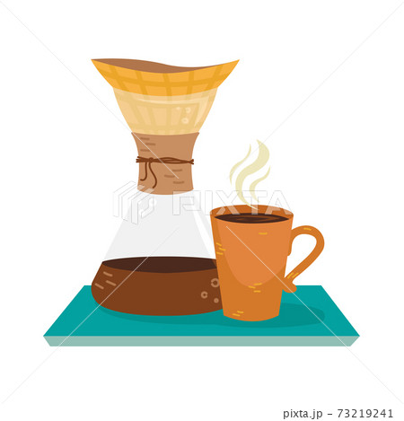 Flat vector chemex with a cup of coffee. Alternative methods of brewing coffee. Coffee culture. 73219241