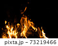 Fire flames on a black background. Abstract fiery texture. Realistic fire flames burn movement frame. Texture for Design. The texture of fire. Fire flames background. Blazing campfire. Sensitive 73219466