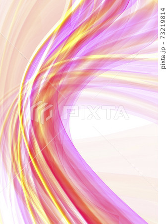 Falling intersecting transparent wide pink and yellow curved stripes on a vertical white background Falling intersecting transparent wide pink and yellow curved stripes on a vertical white background 73219814