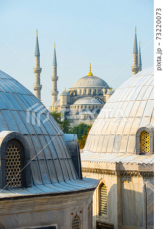 View from Hagia Sofia over the roofs on the Blue Mosque - Istanbul, Turkey 73220073
