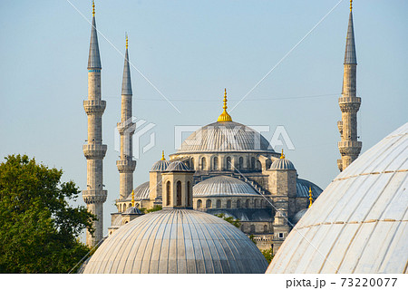 View from Hagia Sofia over the roofs on the Blue Mosque - Istanbul, Turkey 73220077