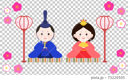 雛祭り　おひな様　桃の花　イラスト 73220505