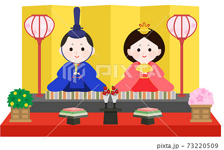 雛祭り　おひな様　平飾り③　イラスト 73220509