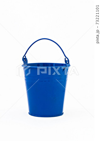blue metal bucket decorative isolated on white background 73221101