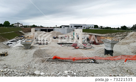 Highway construction site view. Civil engineering Highway construction site view. Civil engineering 73221535