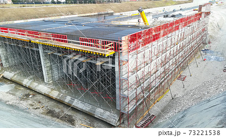 Highway construction site view. Civil engineering Highway construction site view. Civil engineering 73221538